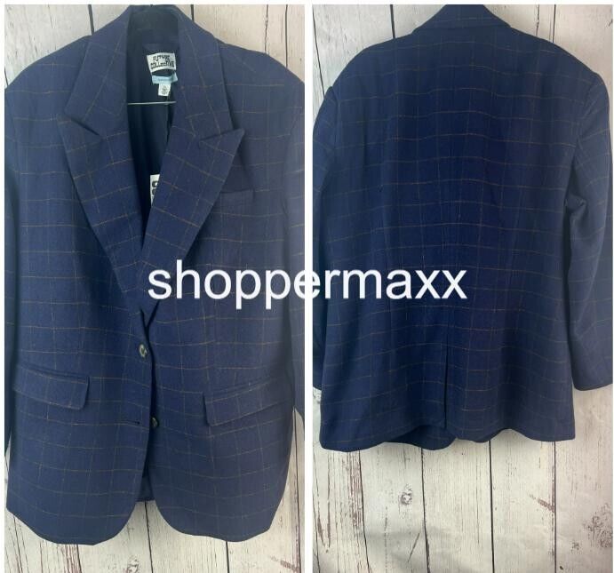 Women's Long Sleeve, Prep Check Blazer - Future Collective, Navy Blue, Size XL
