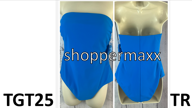 Women's Halter Keyhole Bandeau One Piece Swimsuit - Shade & Shore, Blue, Size M