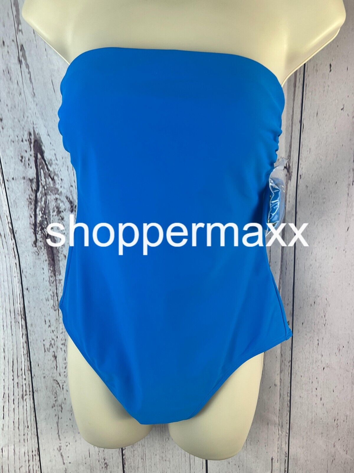 Women's Halter Keyhole Bandeau One Piece Swimsuit - Shade & Shore, Blue, Size M