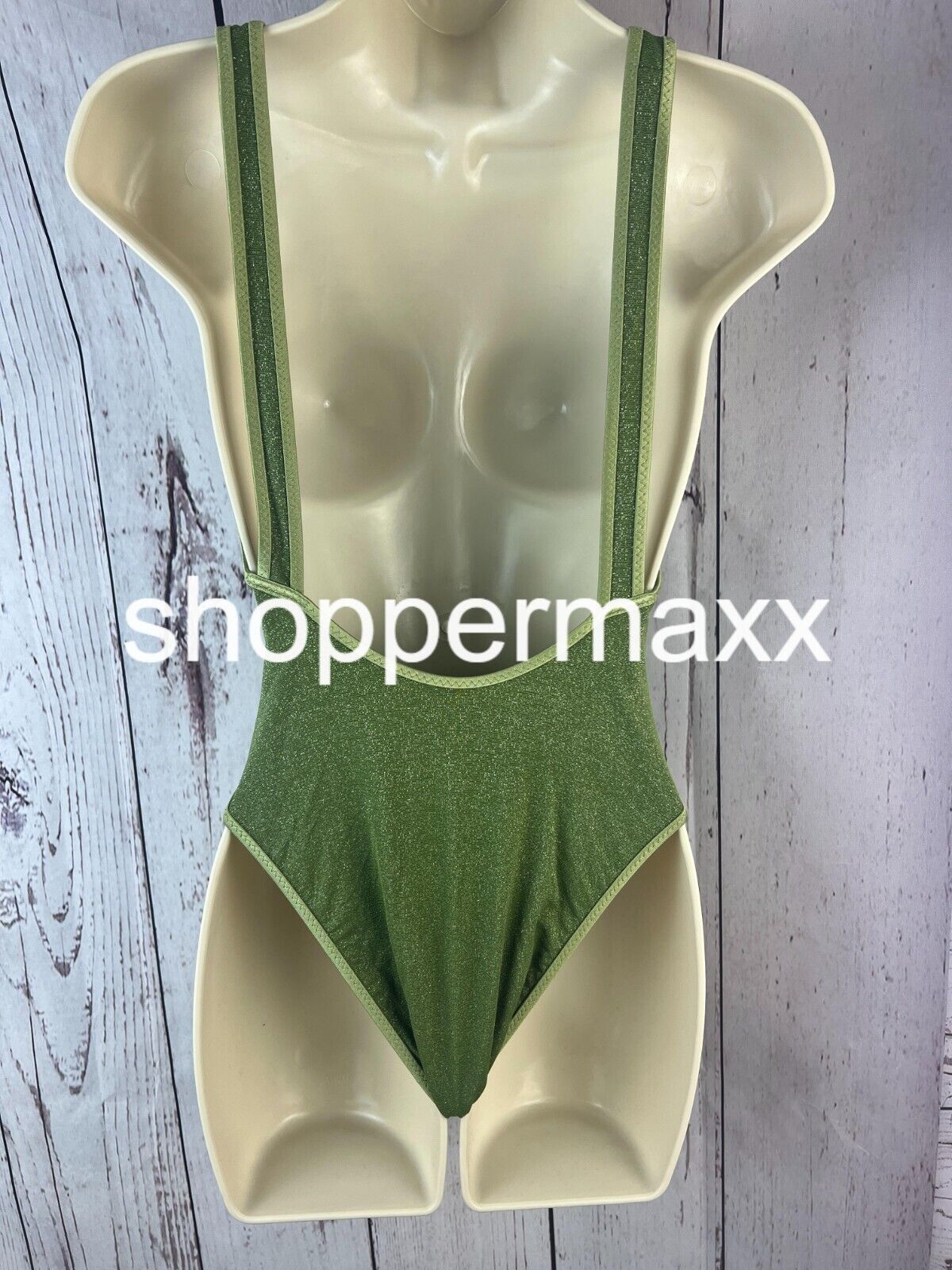 Women's Metallic High Leg Cheeky, 1 Piece Swimsuit- Fe Noel X Target, Green, XS