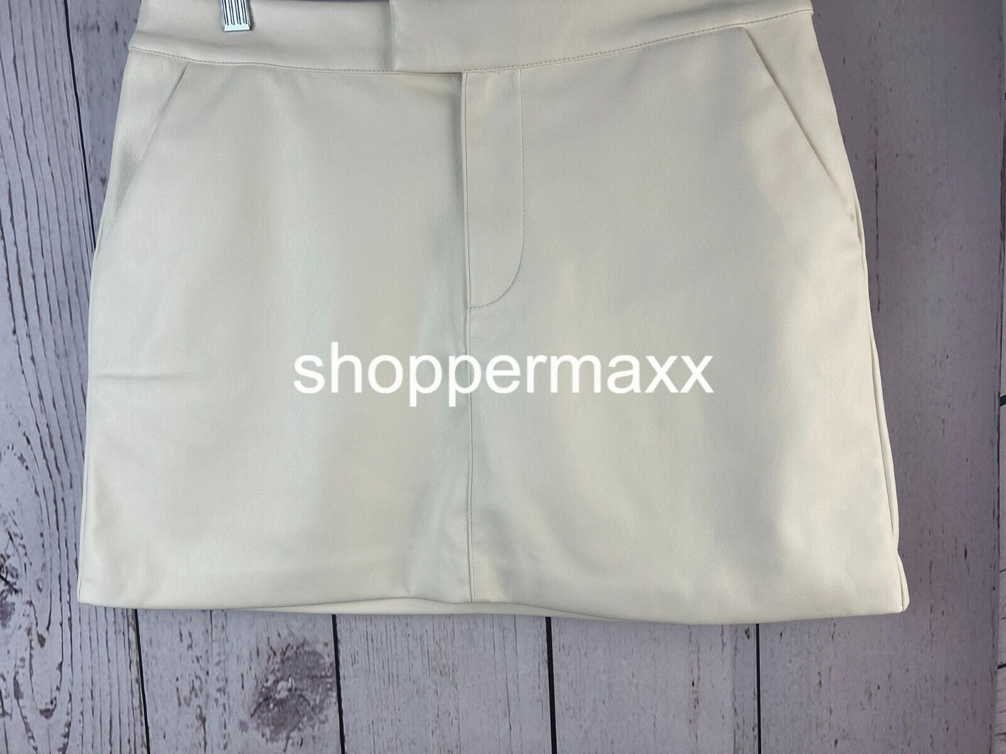 Women's Faux Leather Mini Skirt - A New Day, Cream, Size Medium