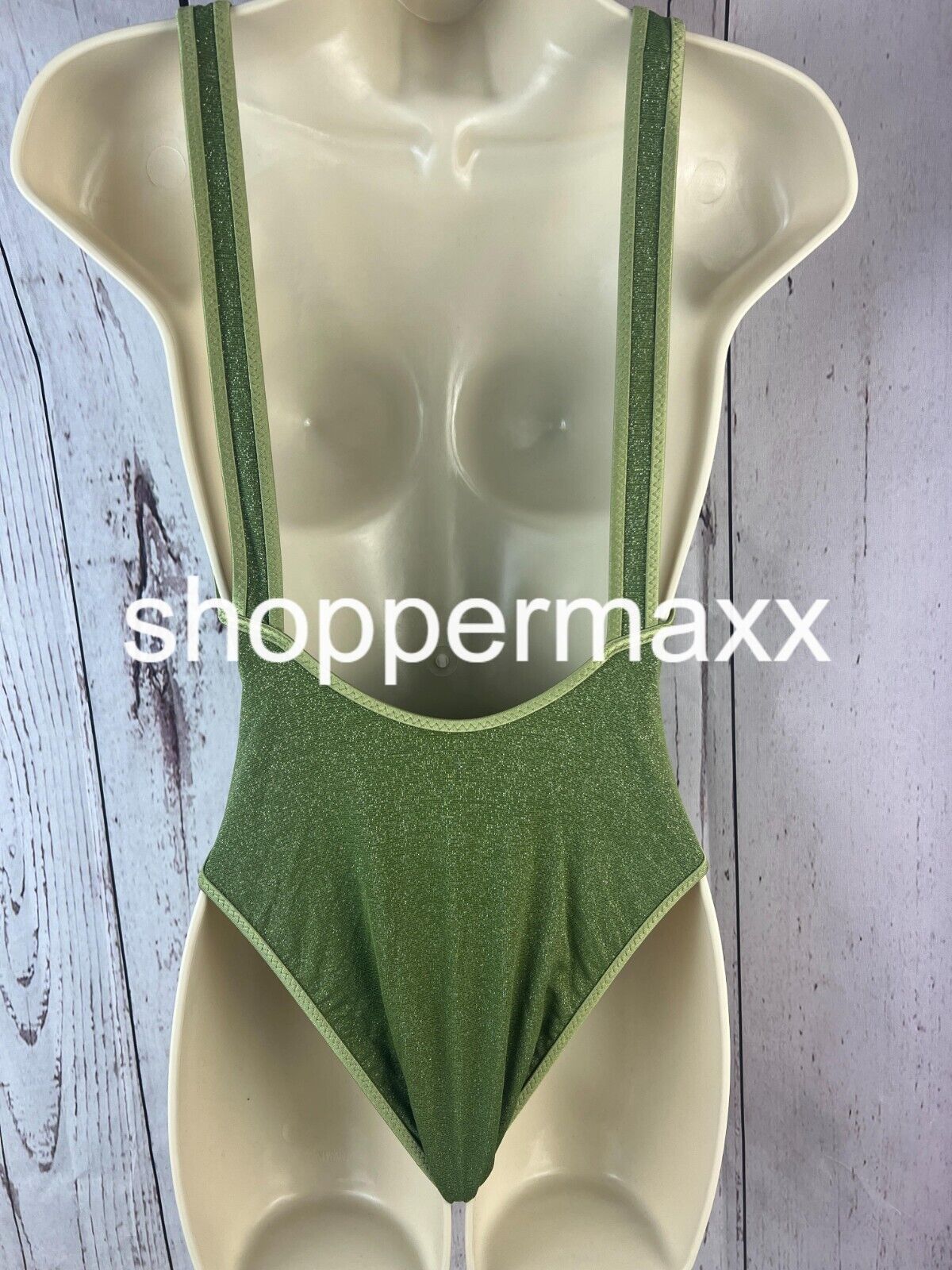 Women's Metallic High Leg Cheeky, 1 Piece Swimsuit- Fe Noel X Target, Green, XS