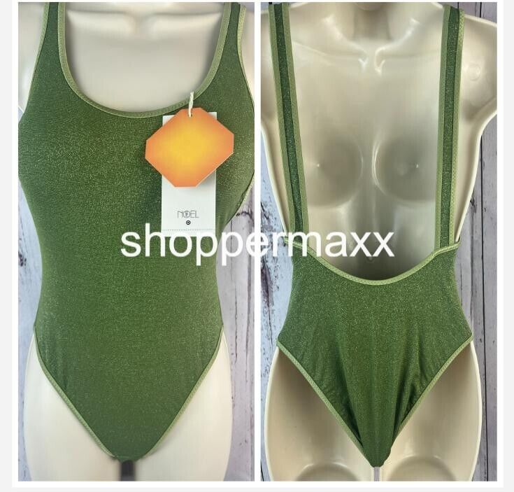 Women's Metallic High Leg Cheeky, 1 Piece Swimsuit- Fe Noel X Target, Green, XS