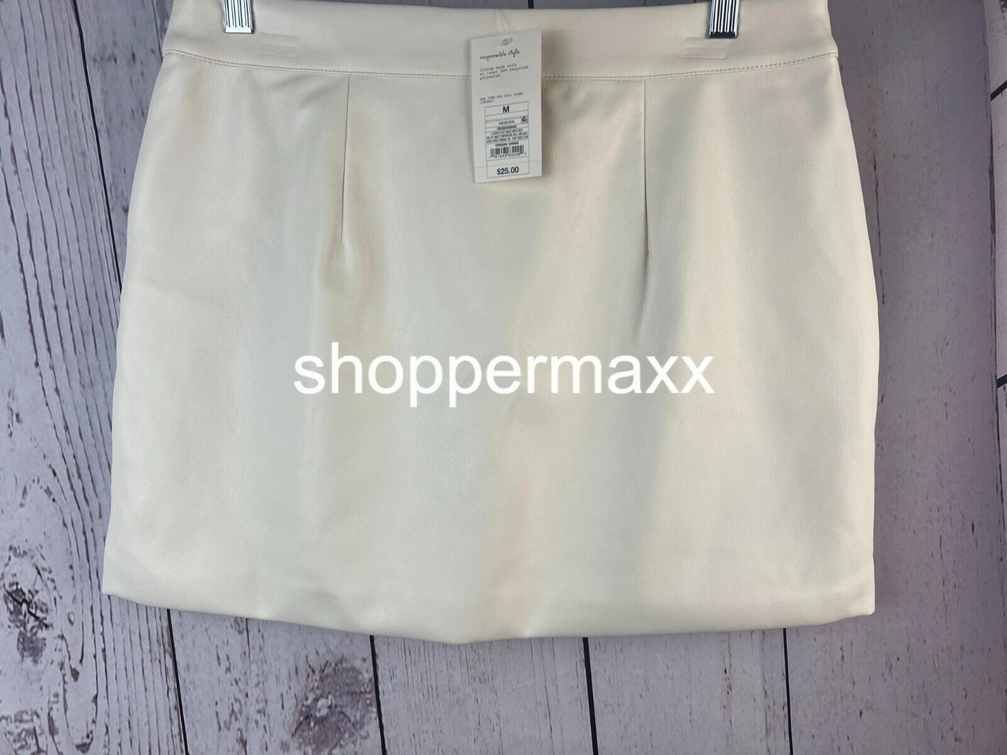 Women's Faux Leather Mini Skirt - A New Day, Cream, Size Medium