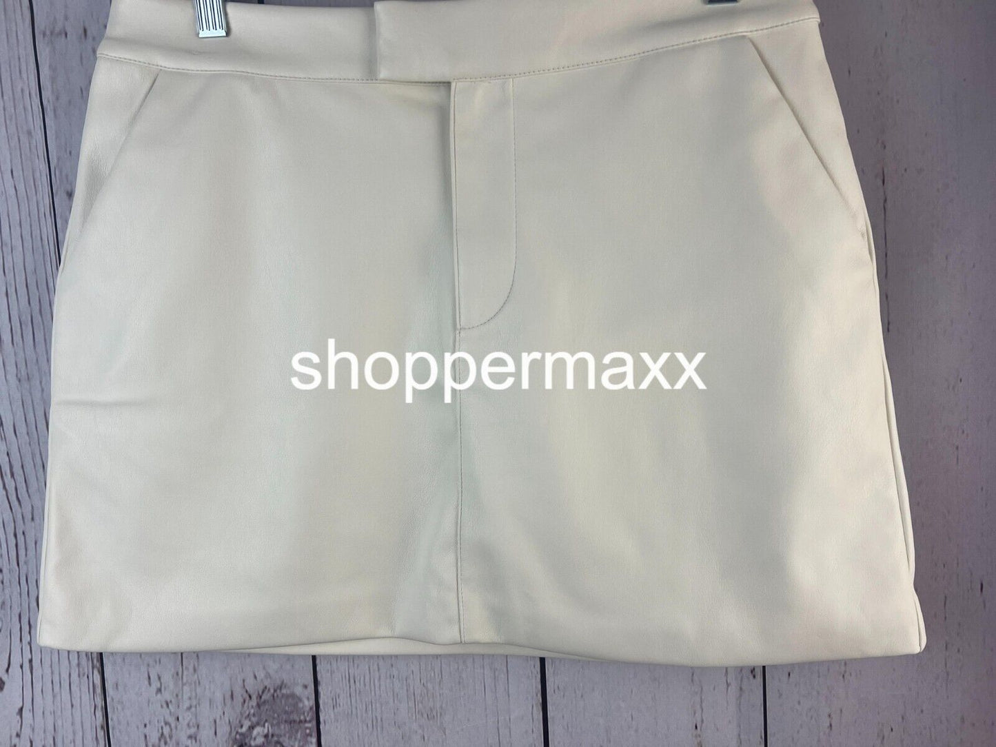 Women's Faux Leather Mini Skirt - A New Day, Cream, Size Medium