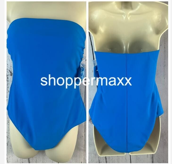 Women's Halter Keyhole Bandeau One Piece Swimsuit - Shade & Shore, Blue, Size M