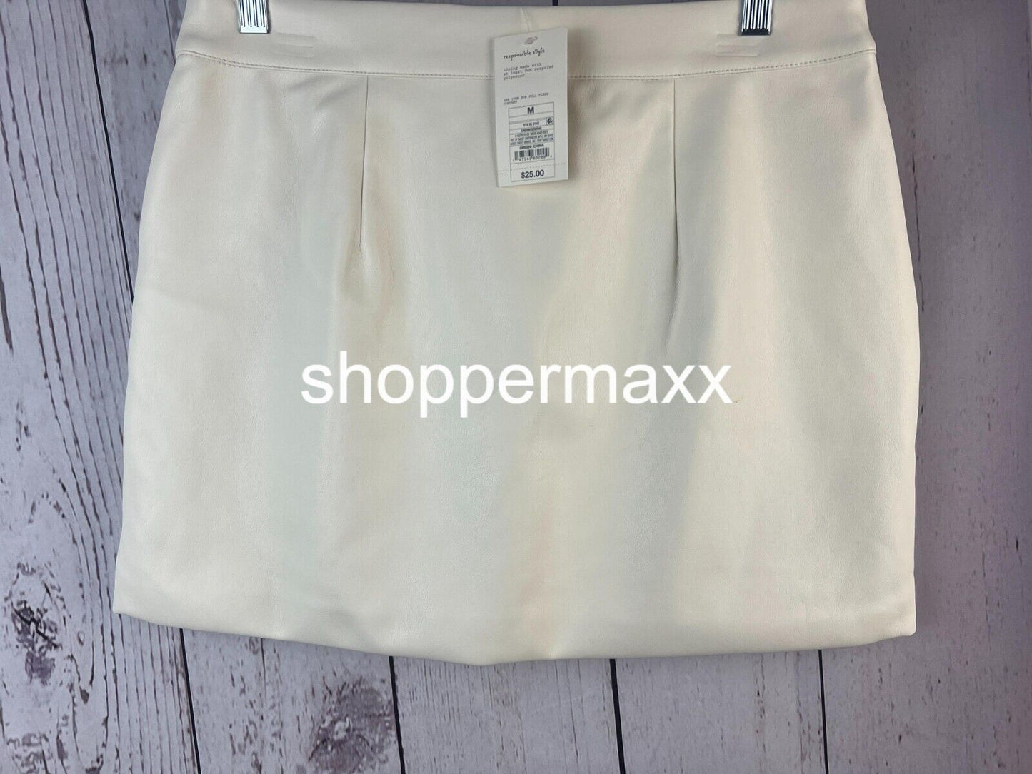 Women's Faux Leather Mini Skirt - A New Day, Cream, Size Medium