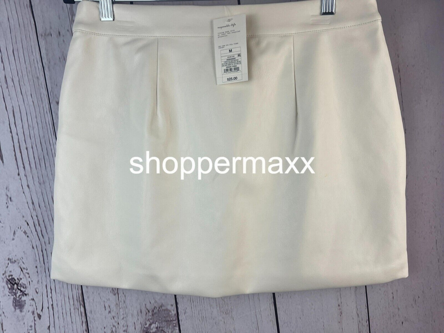 Women's Faux Leather Mini Skirt - A New Day, Cream, Size Medium
