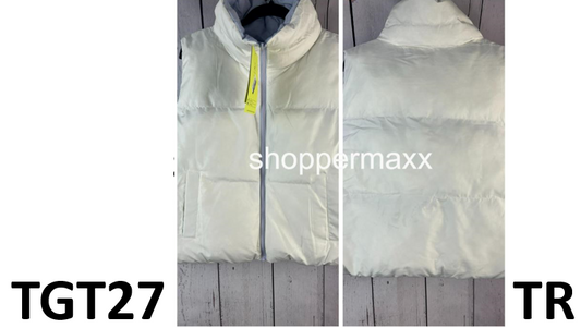 Women's Reversible Snowsport Short Puffer Vest - All In Motion, Cream, Size XL