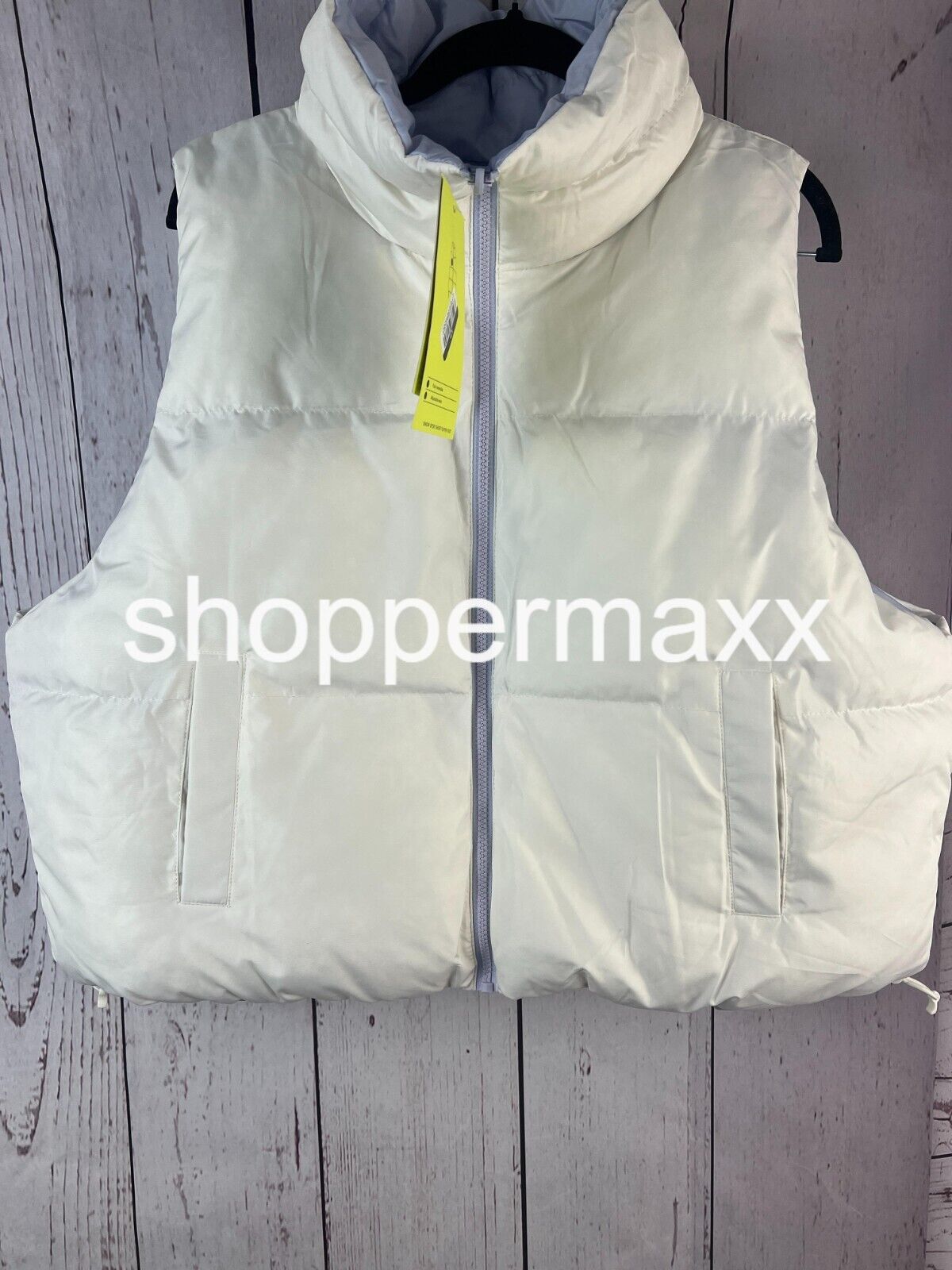 Women's Reversible Snowsport Short Puffer Vest - All In Motion, Cream, Size XL