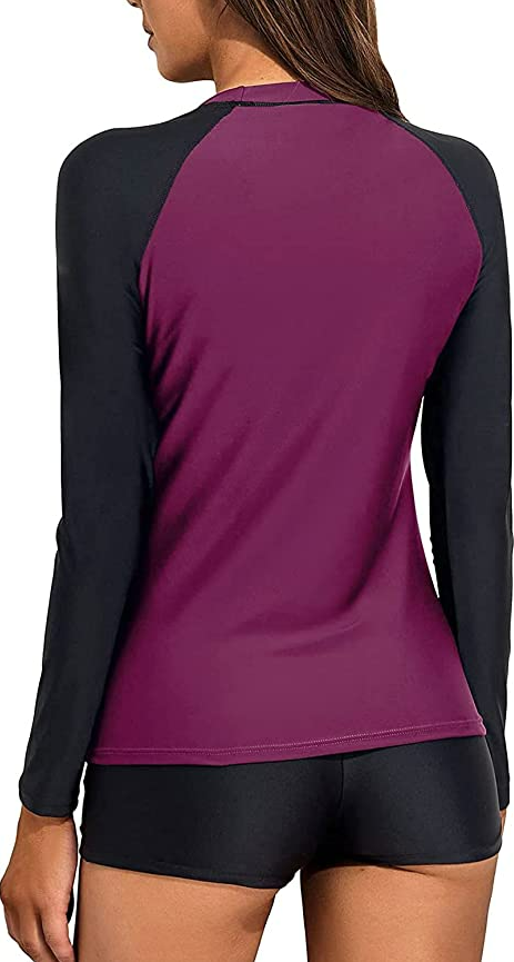 Daci Women Two Pc Rash Guard Swimsuit UV UPF 50+ Swim Shirt Bathing Suit Shorts