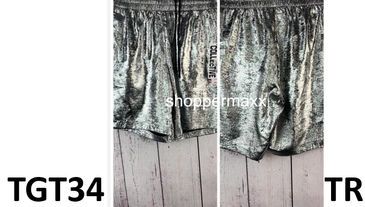 Women's Metallic Shorts- Future Collective with Alani Noelle, Dark Gray, Size-XS