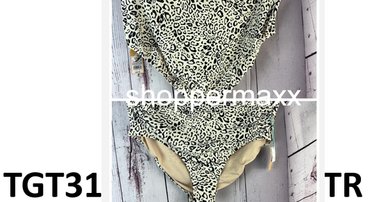 Women' Neutral Leopard Print High Waist Full Coverage Bikini Bottom-Kona Sol, 2X