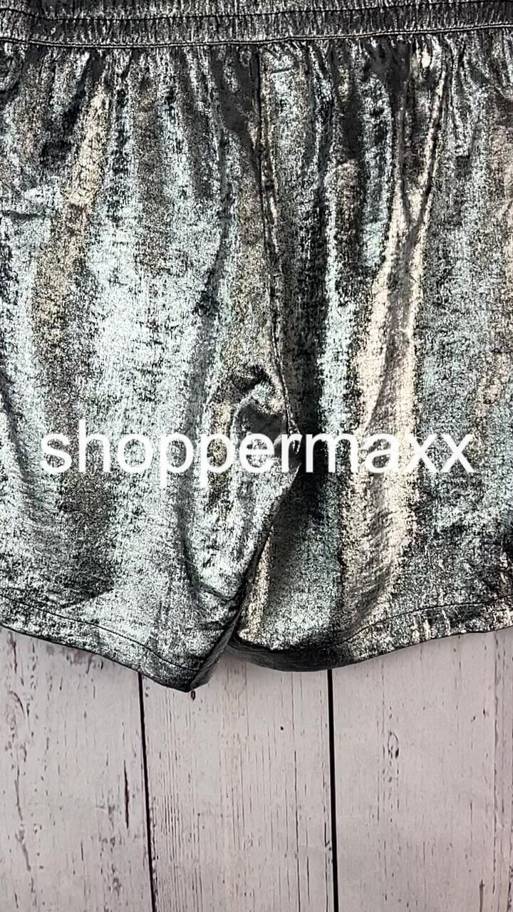 Women's Metallic Shorts- Future Collective with Alani Noelle, Dark Gray, Size-XS