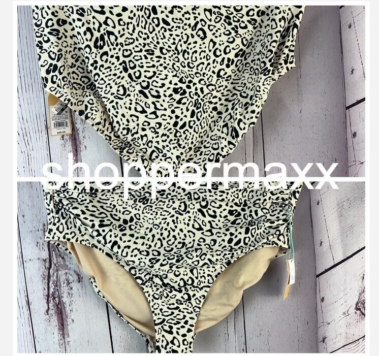 Women' Neutral Leopard Print High Waist Full Coverage Bikini Bottom-Kona Sol, 2X