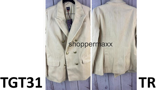 Women's Corduroy Double Breasted Blazer - Rowing Blazers x Target, Cream, Size L