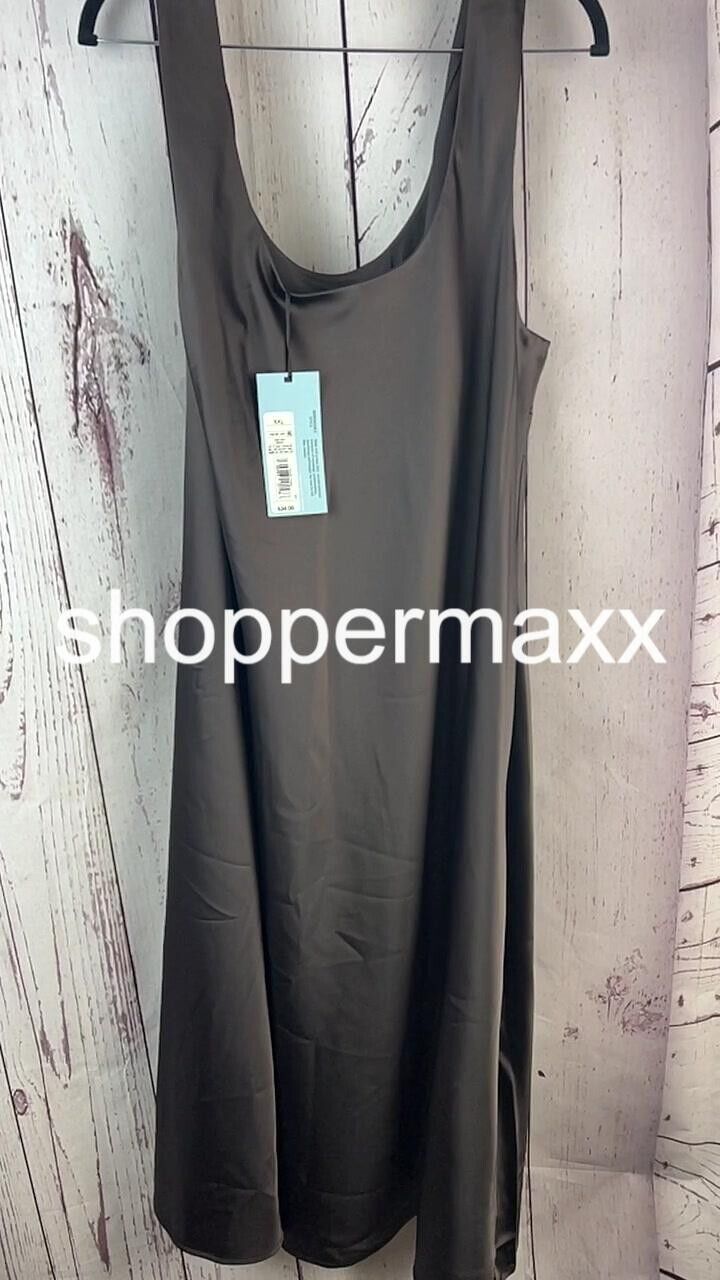 Women's Scoop Neck Strappy Midi Slip Dress - Future Collective, Dark Gray, XXL