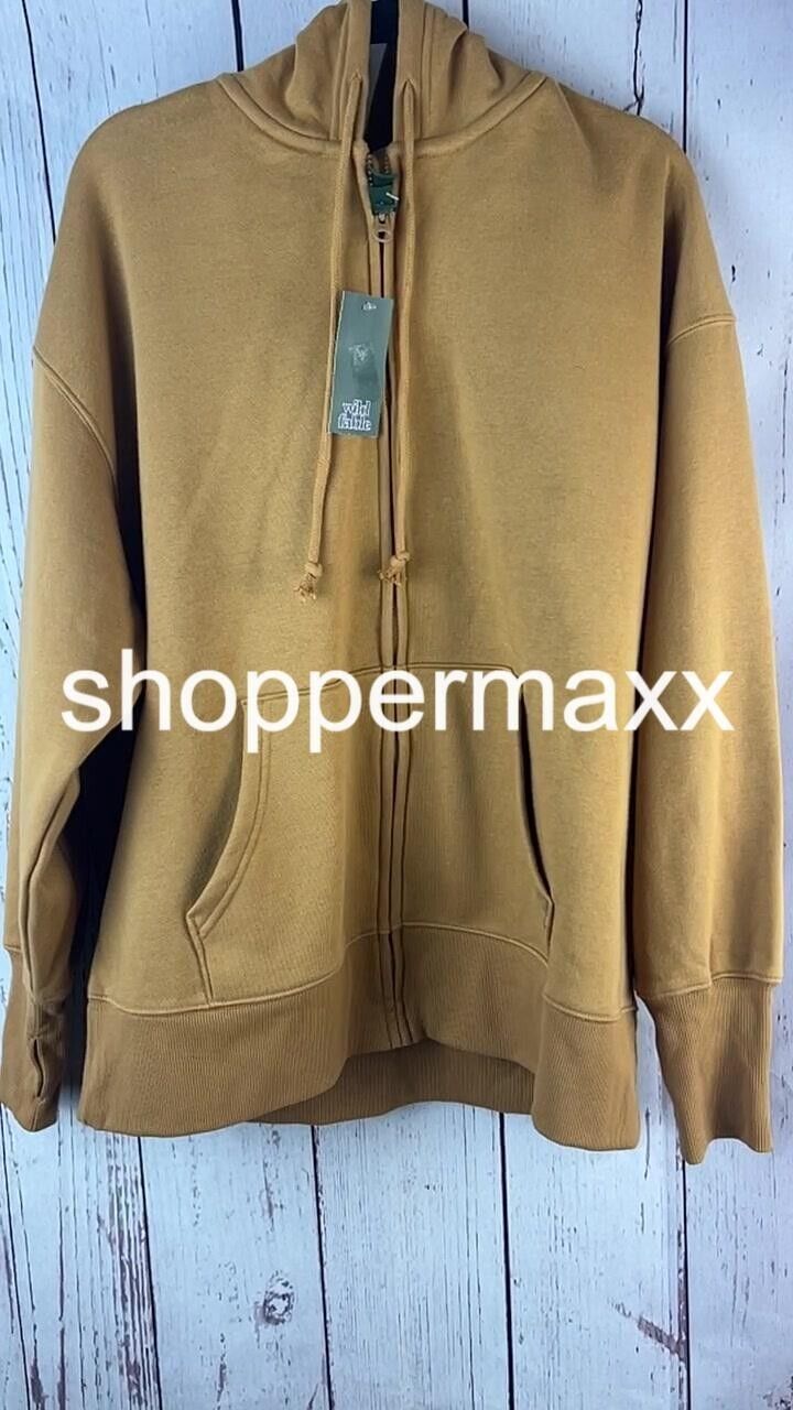 Women's Oversized Zip-Up Hoodie - Wild Fable, Light Brown, Size- S