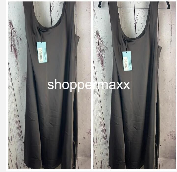 Women's Scoop Neck Strappy Midi Slip Dress - Future Collective, Dark Gray, XXL