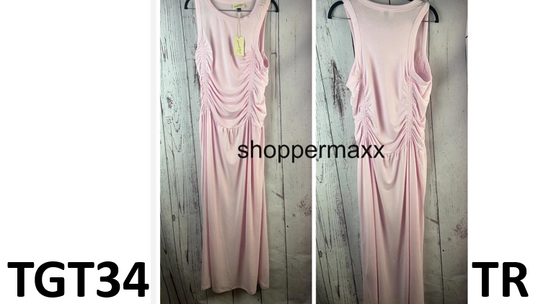 Women's Knit Midi Ruched Dress - Universal Thread, Color-Pink, Size- XS