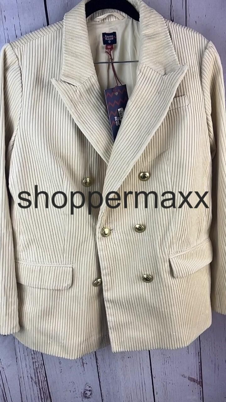Women's Corduroy Double Breasted Blazer - Rowing Blazers x Target, Cream, Size L