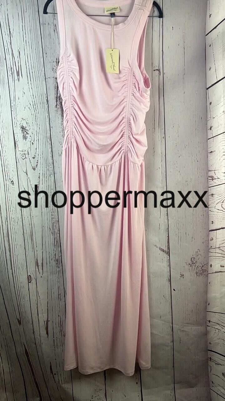 Women's Knit Midi Ruched Dress - Universal Thread, Color-Pink, Size- XS