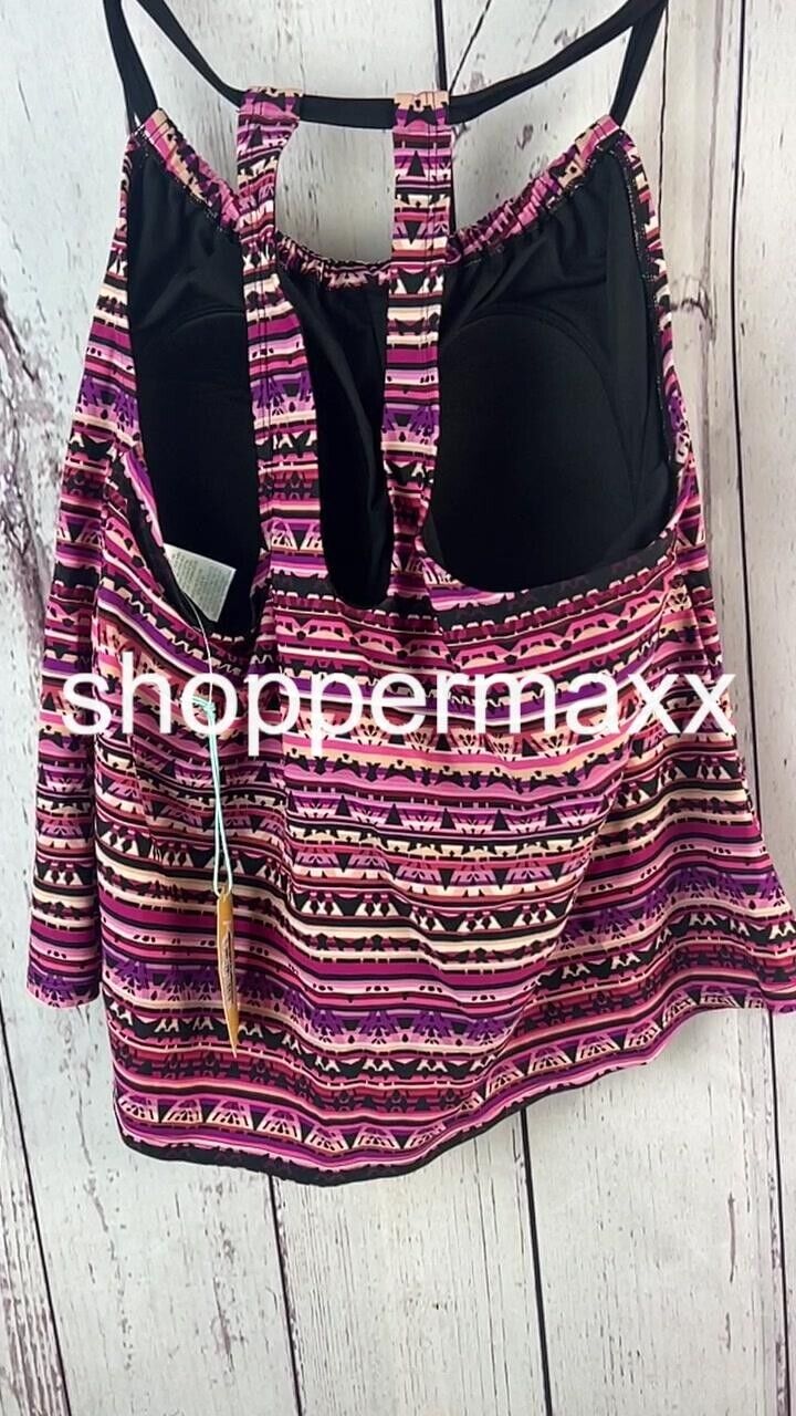 Women's Kona Sol, Striped Racerback tankini top, multi color, Size- X