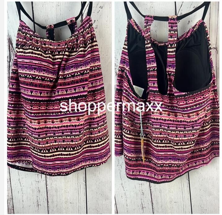 Women's Kona Sol, Striped Racerback tankini top, multi color, Size- X