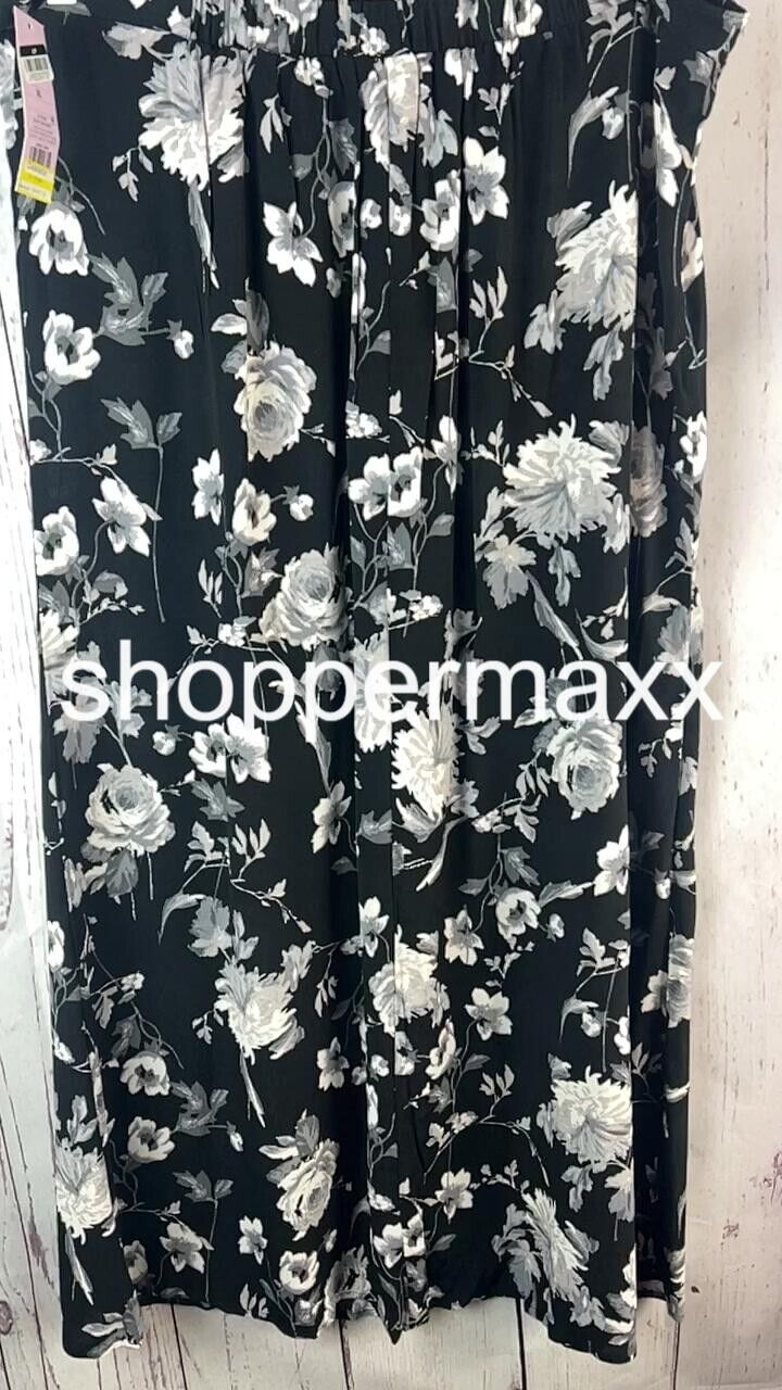 Women's Button-Front Printed Midi Skirt - Wild Fable, Color-Black, Floral , XL