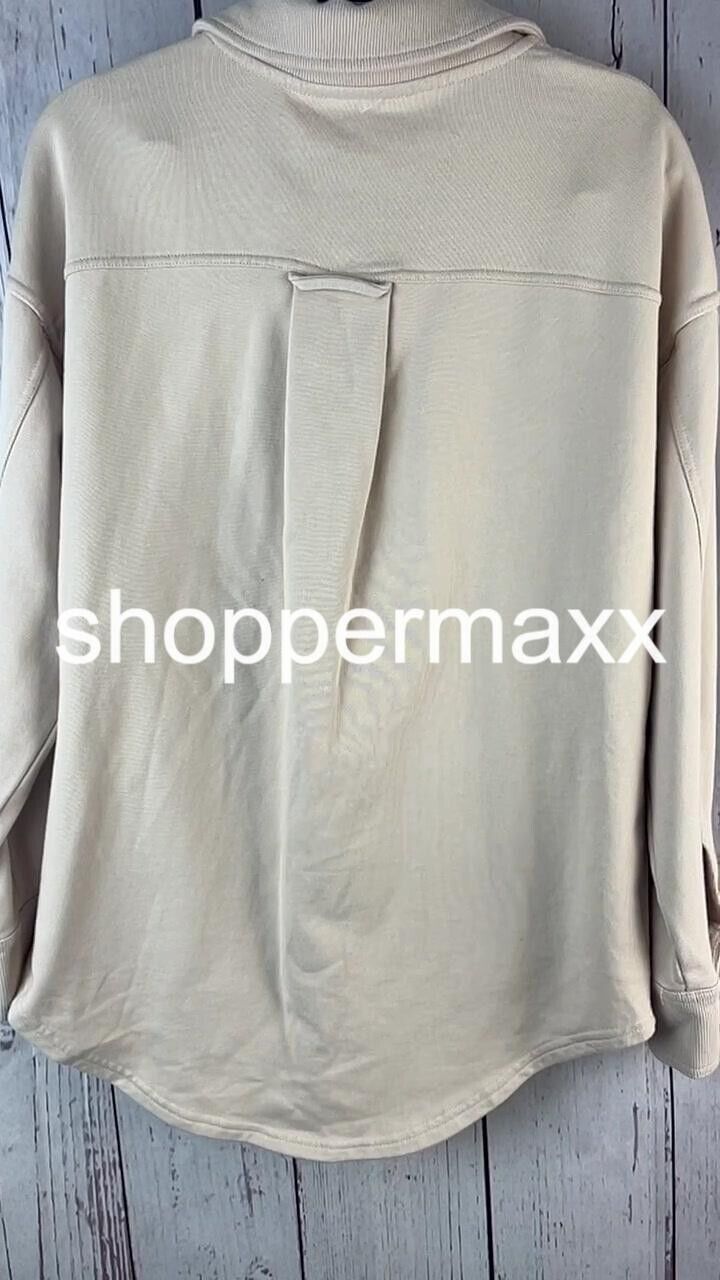 Women's French Terry Button Down Shacket - JoyLab, Ivory, Size- XS
