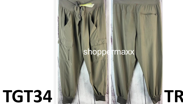 Women's Stretch Woven Cargo Pants - Drawstring, side pocket, Dark Brown, Size- M
