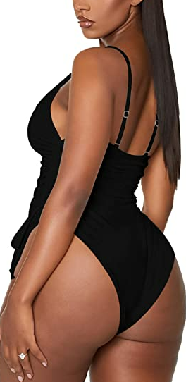 Viottiset Womens Ruched High Cut One Piece Swimsuit Tummy Control Bathing Suit S