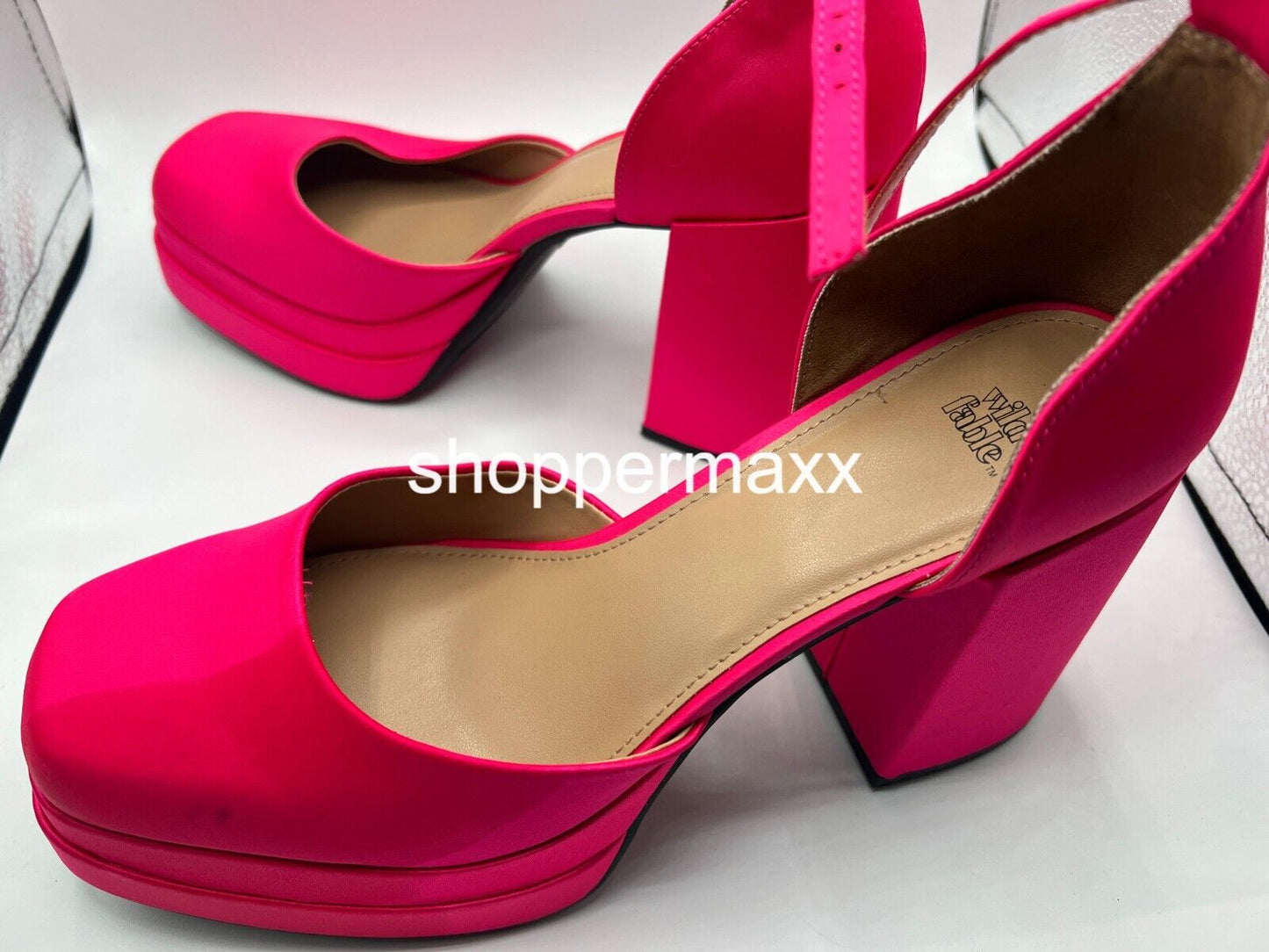 WOMEN'S BIANCA PLATFORM PUMPS - WILD FABLE, COLOR-PINK, SIZE-10