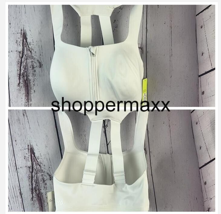 Women's Sculpt High Support Zip Front Sports Bra- All In Motion, White, Size 36D