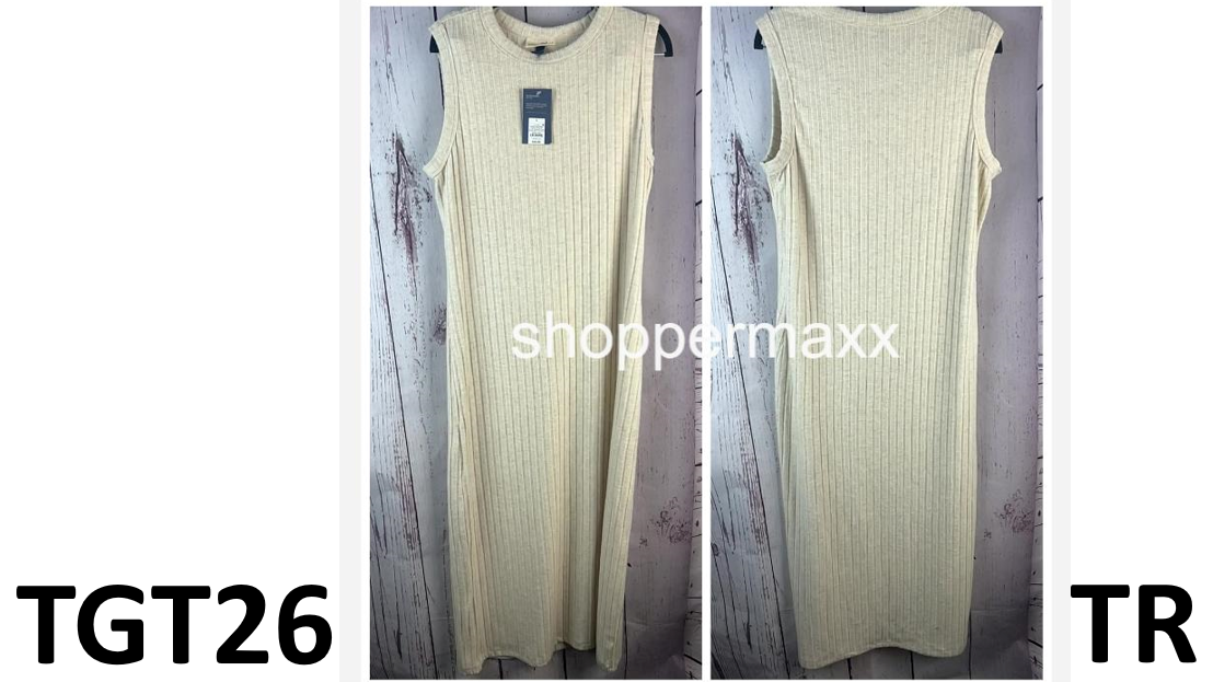Women's Rib Knit Midi Dress - Universal Thread, Heather Cream, Size Large