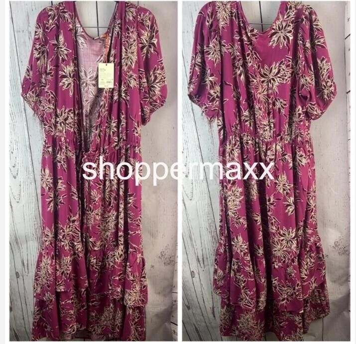Women's Short Sleeve Wrap Dress - Knox Rose, Pink, Size XX-Large