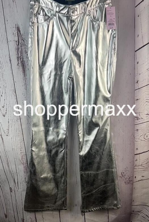 Women's High-Rise Metallic Flare Pants - Wild Fable, Silver, Size 6