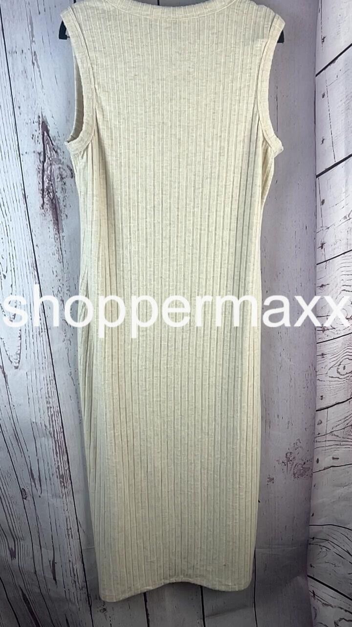 Women's Rib Knit Midi Dress - Universal Thread, Heather Cream, Size Large