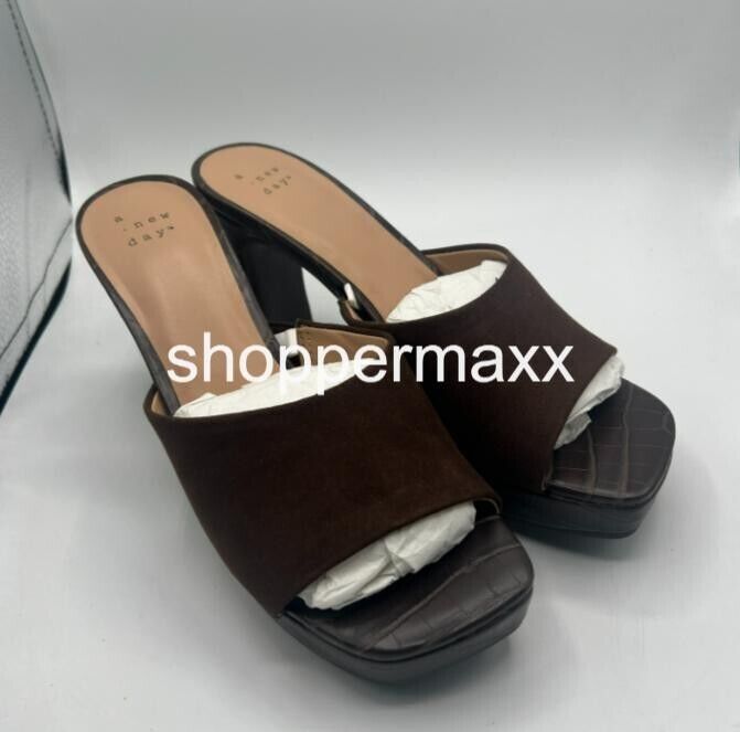 Women's Darla Platform Mule Heels - A New Day, Dark Brown, Size 6.5