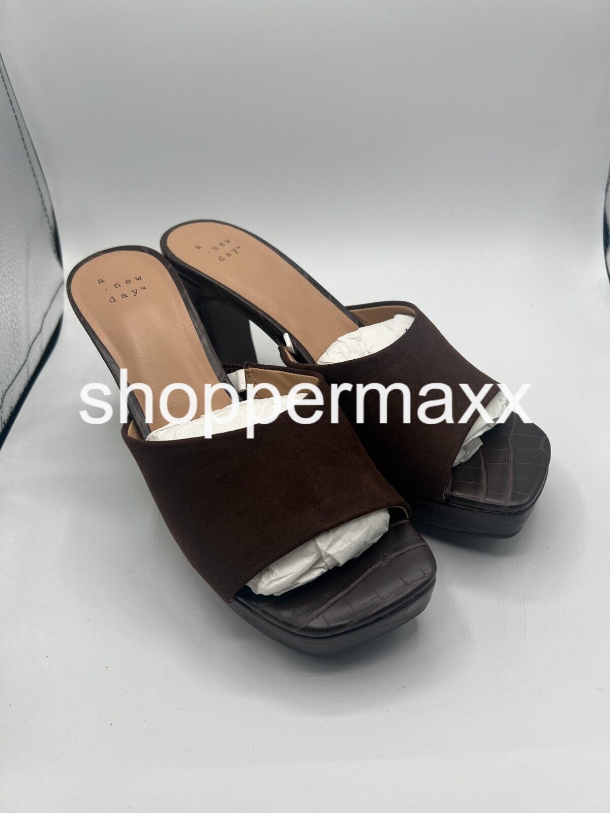 Women's Darla Platform Mule Heels - A New Day, Dark Brown, Size 6.5