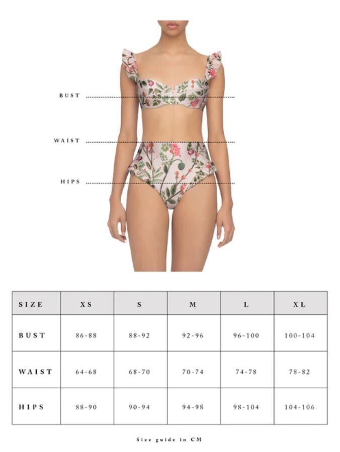Women's Peony Botanical Print Underwire Bikini Top Agua Bendita Yellow Small 4-6