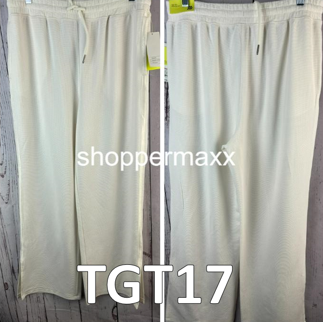 Women's Waffle Wide Leg Pants - All in Motion , Color-Cream, Size- M