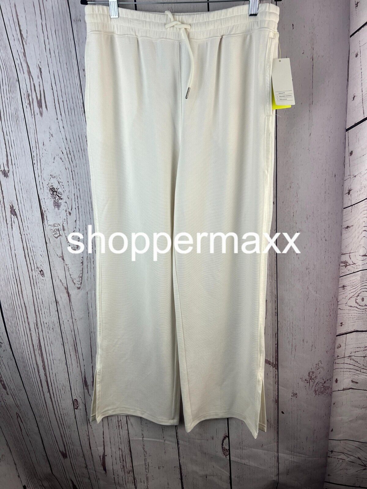 Women's Waffle Wide Leg Pants - All in Motion , Color-Cream, Size- M