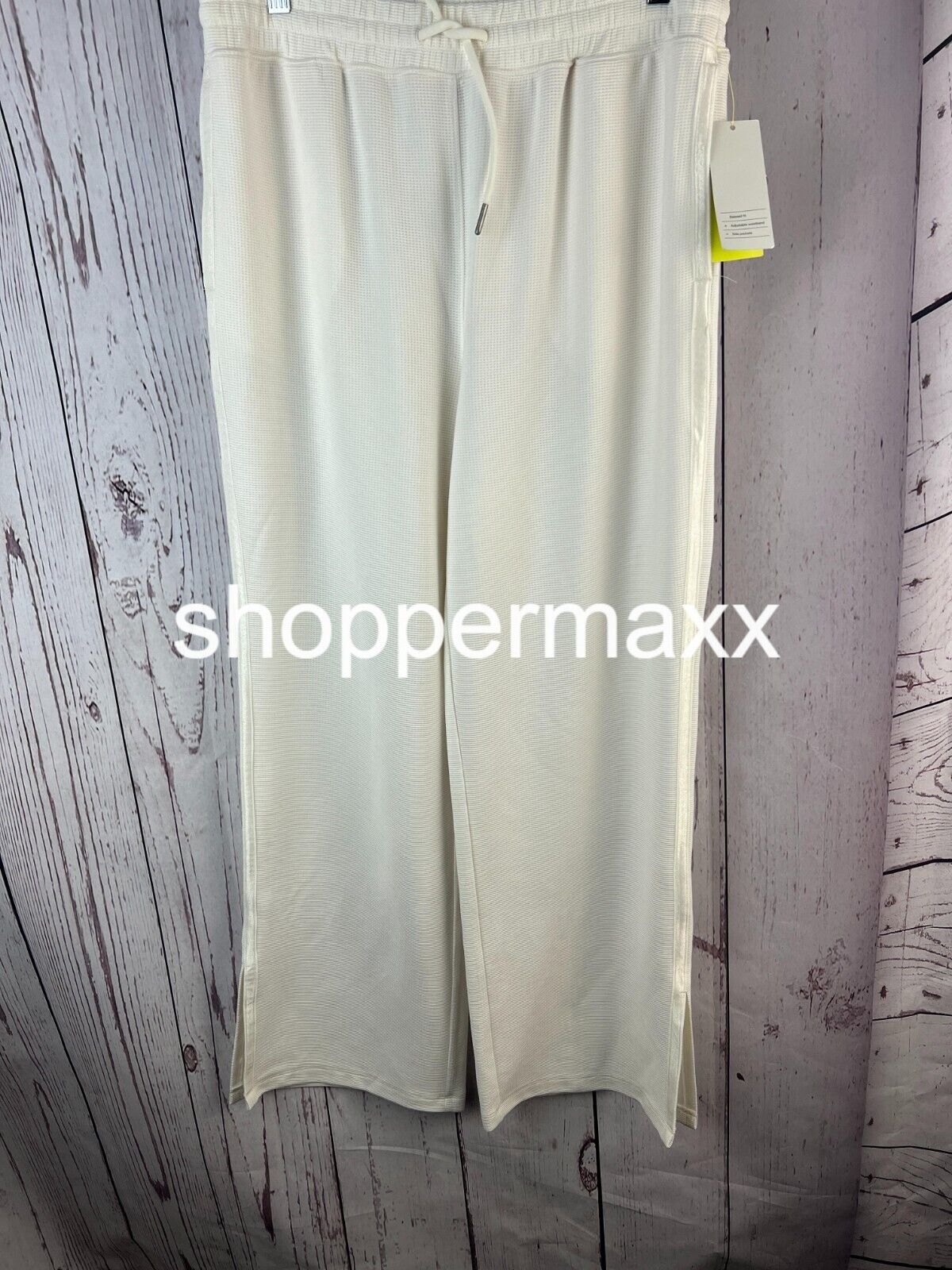 Women's Waffle Wide Leg Pants - All in Motion , Color-Cream, Size- M