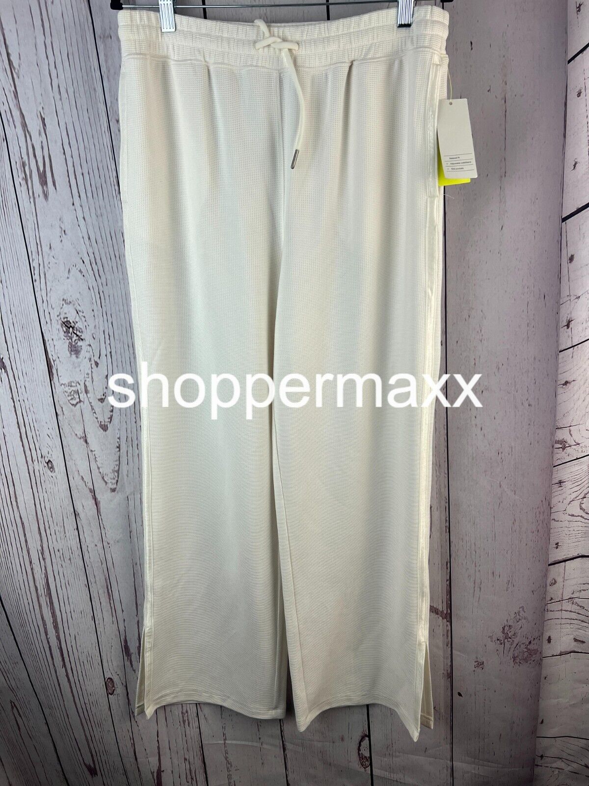 Women's Waffle Wide Leg Pants - All in Motion , Color-Cream, Size- M