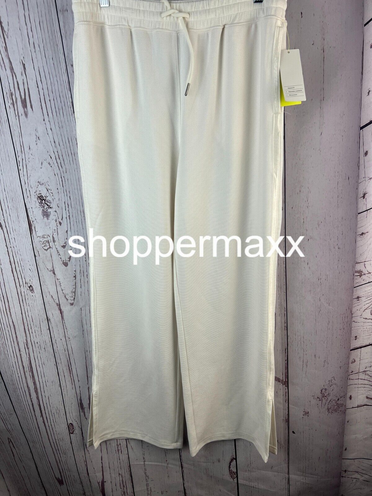 Women's Waffle Wide Leg Pants - All in Motion , Color-Cream, Size- M