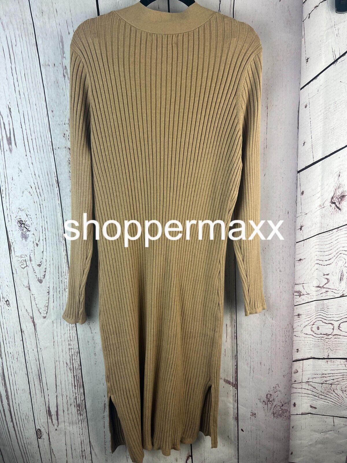 Women's Rib Duster Cardigan - Ava & Viv, Color- Beige, Size- 1X(18)