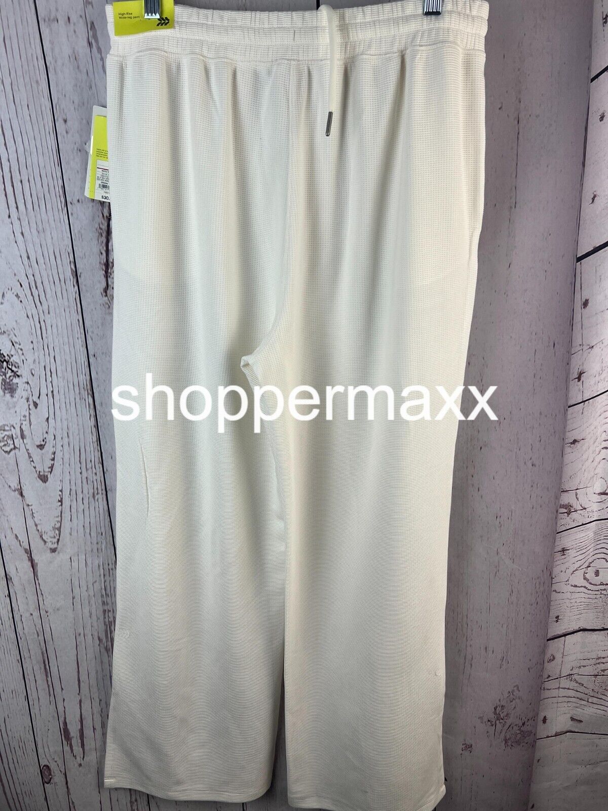 Women's Waffle Wide Leg Pants - All in Motion , Color-Cream, Size- M