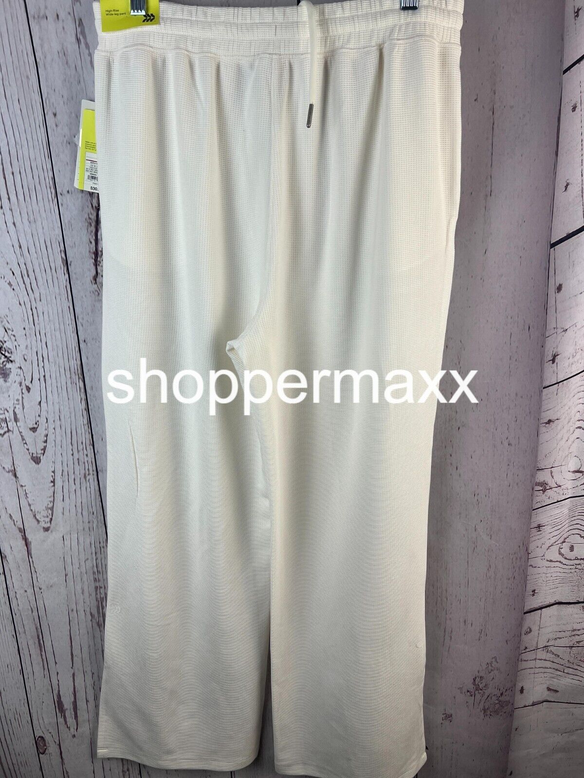 Women's Waffle Wide Leg Pants - All in Motion , Color-Cream, Size- M