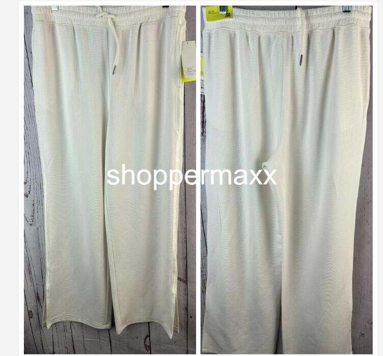 Women's Waffle Wide Leg Pants - All in Motion , Color-Cream, Size- M